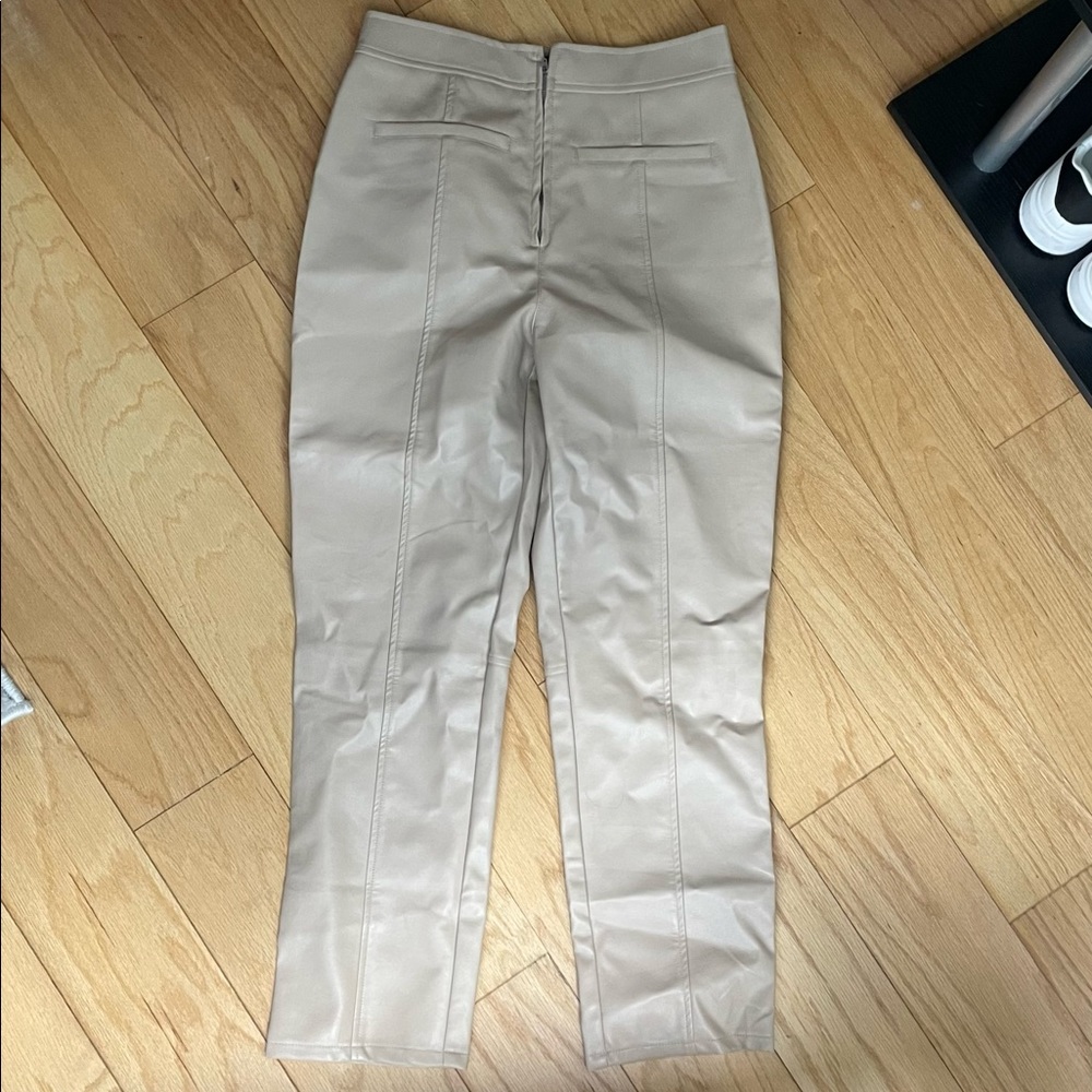 Faux leather zip front pants